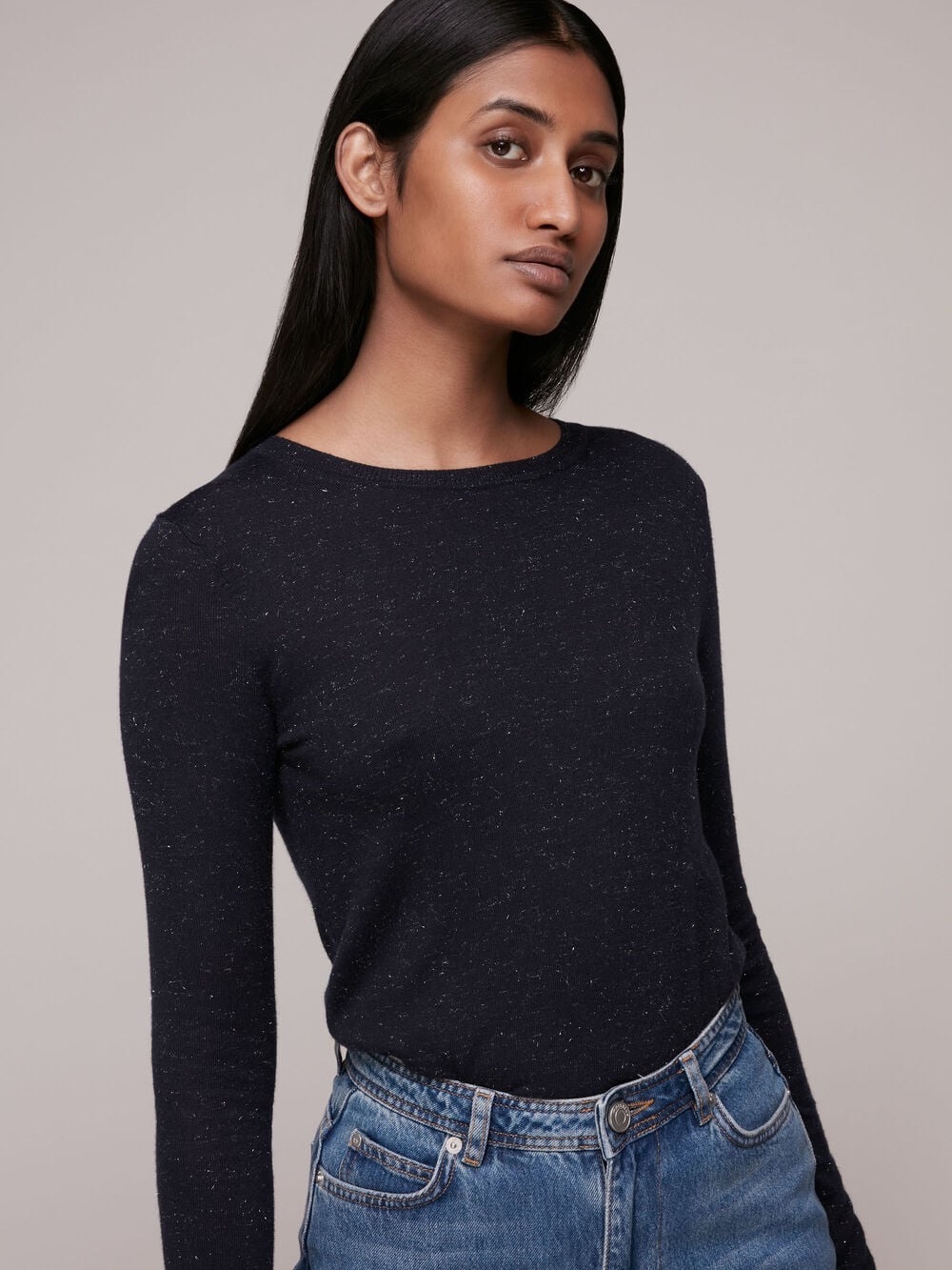 Women’s navy Annie sparkle Crewneck Sweater by Whistles